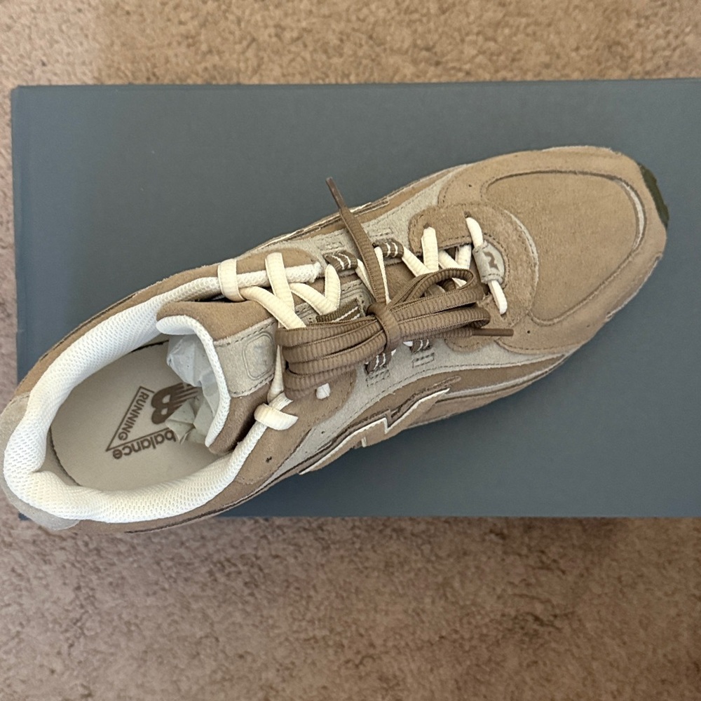 New Balance Beige and White Sneakers